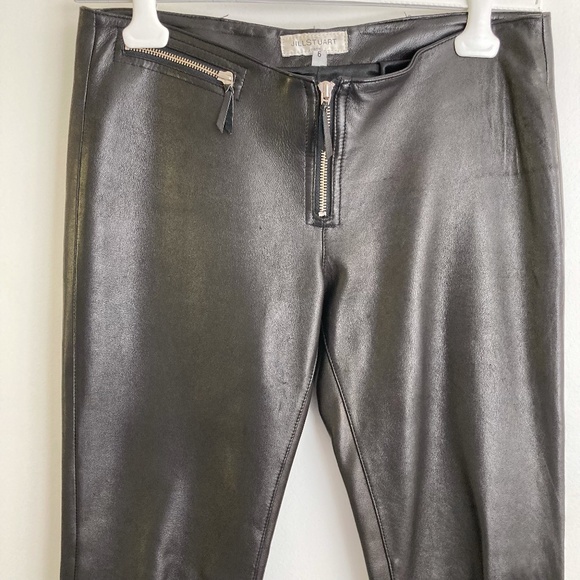 Jill Stuart low-slung buttery-soft women's leather pants with front zip, black - Picture 1 of 12